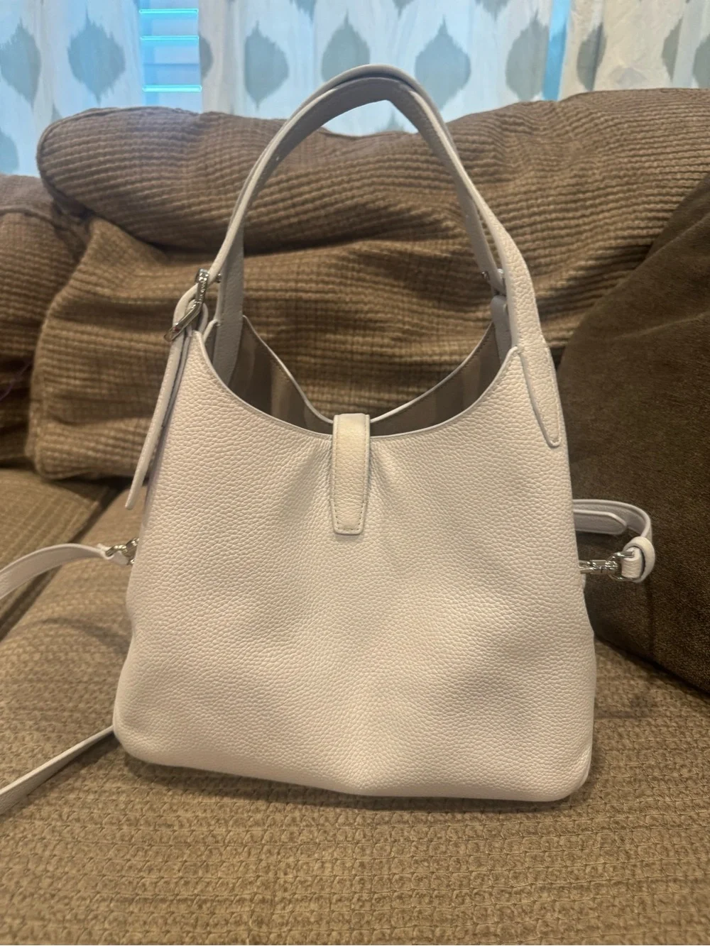 Minimalist light blue Leather Shoulder Bag